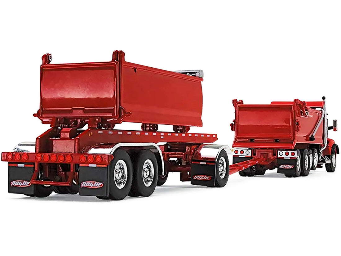 Kenworth T880 Quad-Axle Dump Truck and Rogue Transfer Tandem-Axle Dump Trailer Viper Red 1/64 Diecast Model by DCP/First Gear-4