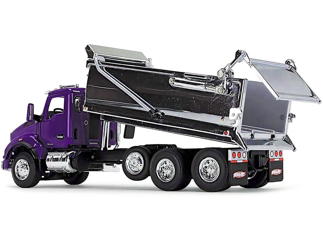 Kenworth T880 Day Cab with Rogue Transfer Dump Body Truck Purple and Chrome 1/64 Diecast Model by DCP/First Gear-2