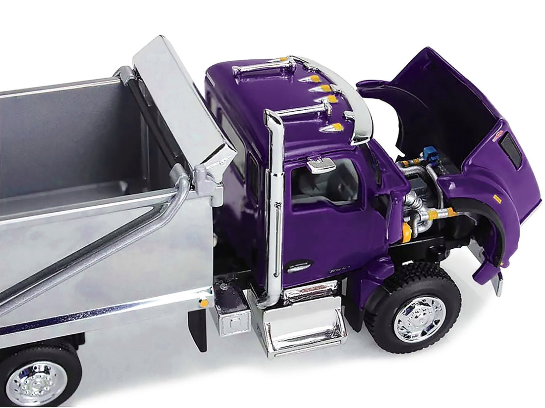 Kenworth T880 Day Cab with Rogue Transfer Dump Body Truck Purple and Chrome 1/64 Diecast Model by DCP/First Gear-1