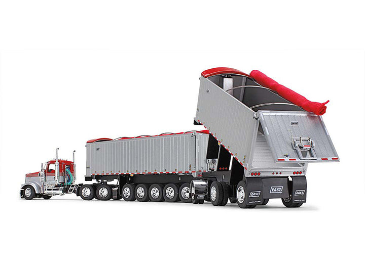 Kenworth W900L Day Cab and East Michigan Series 31' and 20' End Dump Trailers Viper Red and Silver 1/64 Diecast Model by DCP/First Gear-1