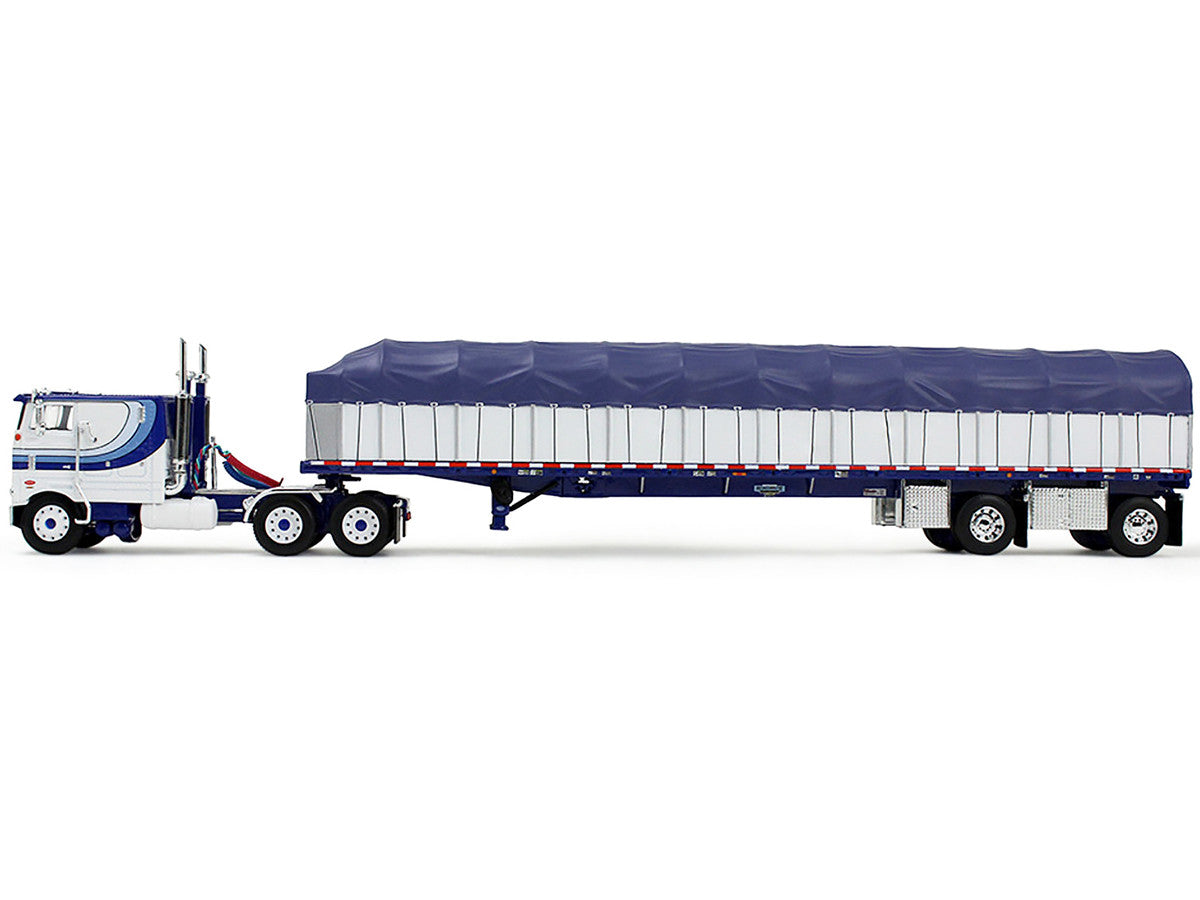 Peterbilt 352 COE sleeper with Wilson Roadbrute covered flatbed trailer 1:64 diecast