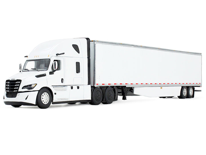 Freightliner Fifth Generation Cascadia Raised Roof Sleeper & 53' Utility Trailer with Skirts White 1/64 Diecast Model by DCP/First Gear-1