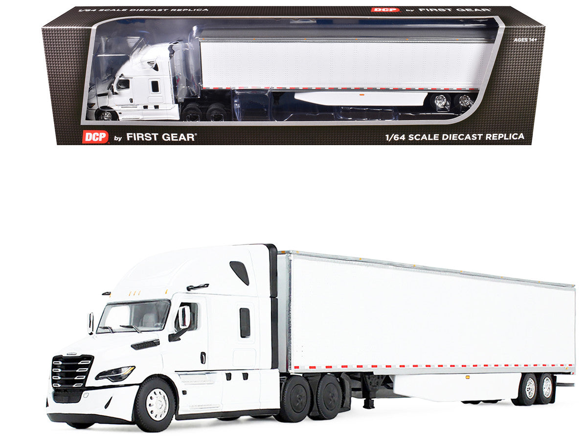 Freightliner Fifth Generation Cascadia Raised Roof Sleeper & 53' Utility Trailer with Skirts White 1/64 Diecast Model by DCP/First Gear-0