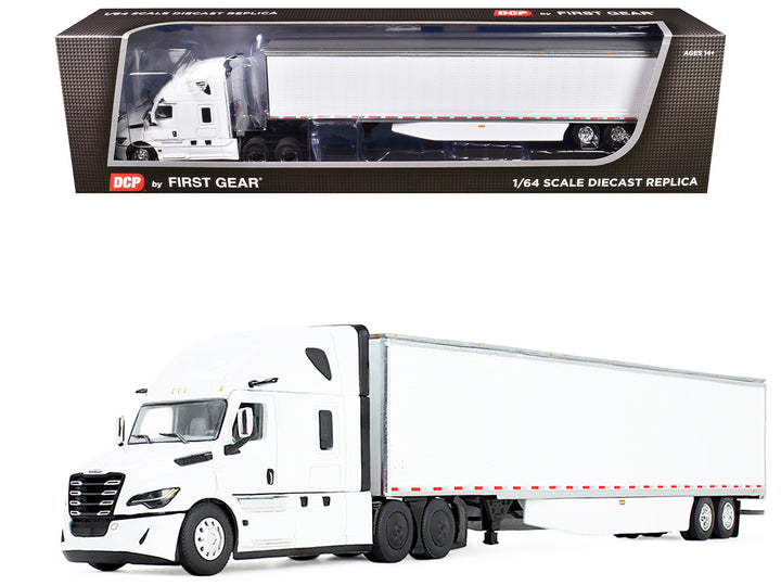 Freightliner Fifth Generation Cascadia Raised Roof Sleeper & 53' Utility Trailer with Skirts White 1/64 Diecast Model by DCP/First Gear-0