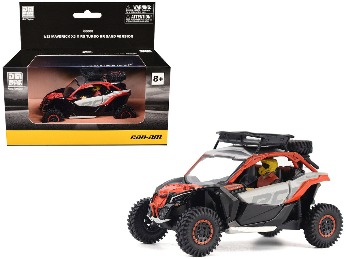 Can-Am Maverick X3 X RS Turbo RR Sand Version Chalk Gray and Magma Red with Driver Figure 1/32 Diecast Model by BRP Models-4