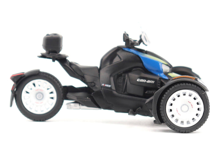 Can-Am Ryker Rally 3-Wheel Motorcycle Galactic Blue and Black 1/32 Diecast Model by BRP Models-1