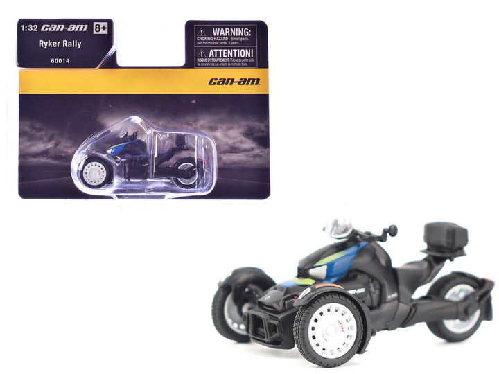 Can-Am Ryker Rally 3-Wheel Motorcycle Galactic Blue and Black 1/32 Diecast Model by BRP Models-0