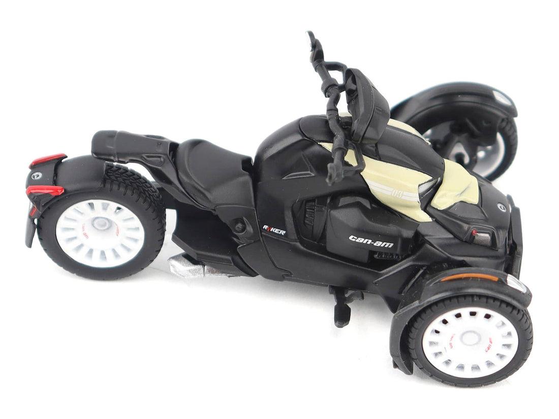 Can-Am Ryker Rally 3-Wheel Motorcycle Sand Storm and Black 1/32 Diecast Model by BRP Models-1