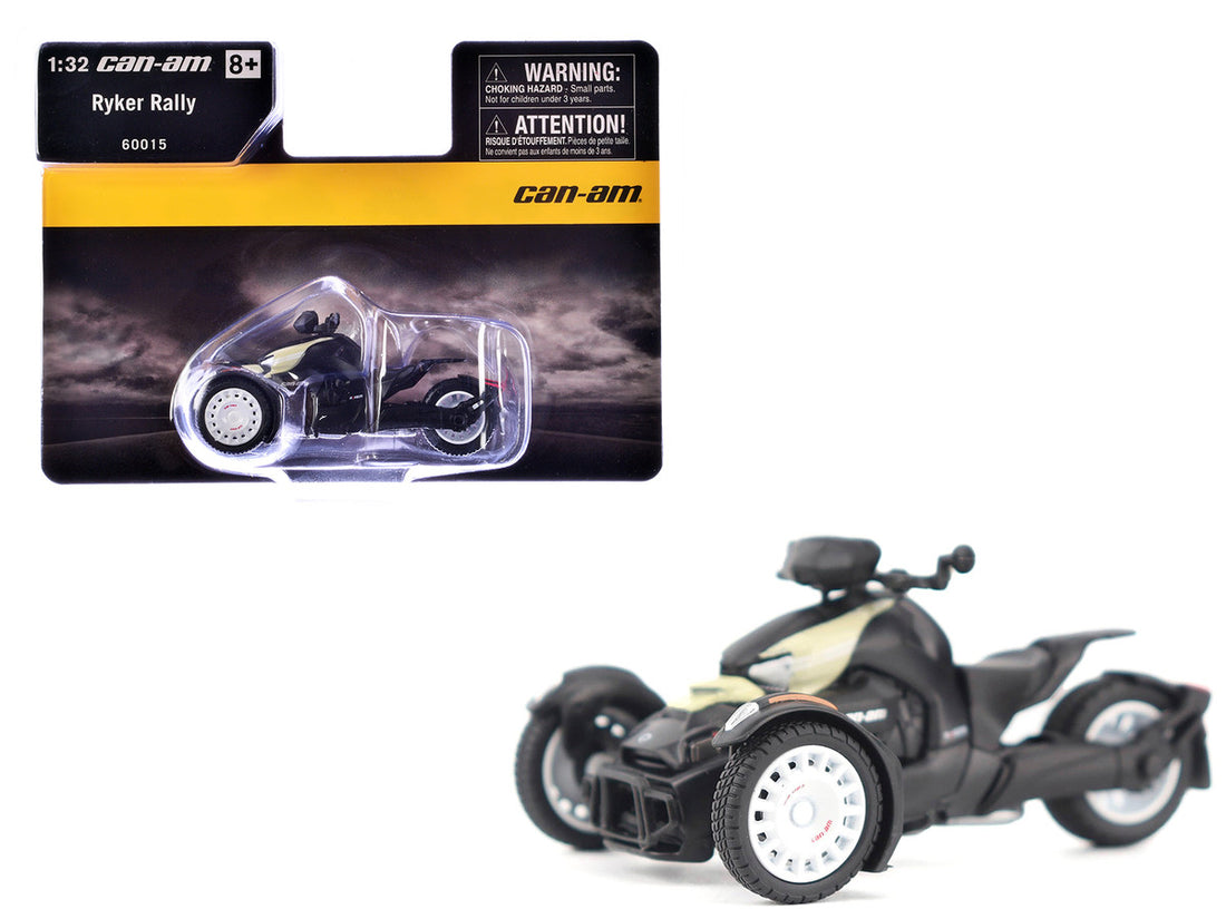 Can-Am Ryker Rally 3-Wheel Motorcycle Sand Storm and Black 1/32 Diecast Model by BRP Models-0