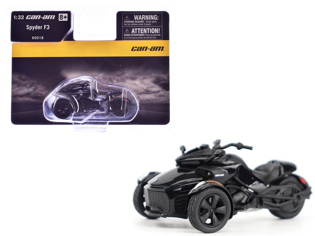 Can-Am Spyder F3 3-Wheel Motorcycle Steel Black Metallic 1/32 Diecast Model by BRP Models-0