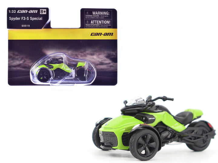 Can-Am Spyder F3-S Special 3-Wheel Motorcycle Manta Green 1/32 Diecast Model by BRP Models-0