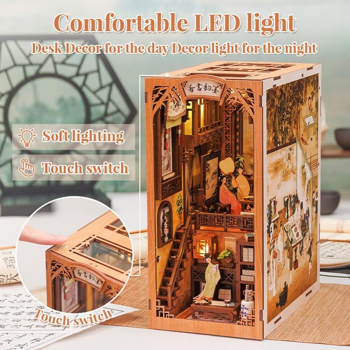Book Nook Wizardi Miniature - Chinese Bookstore Roombox Kit-4