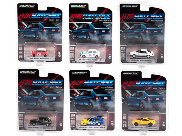 "Hot Hatches" Set of 6 pieces Series 2 1/64 Diecast Model Cars by Greenlight-0