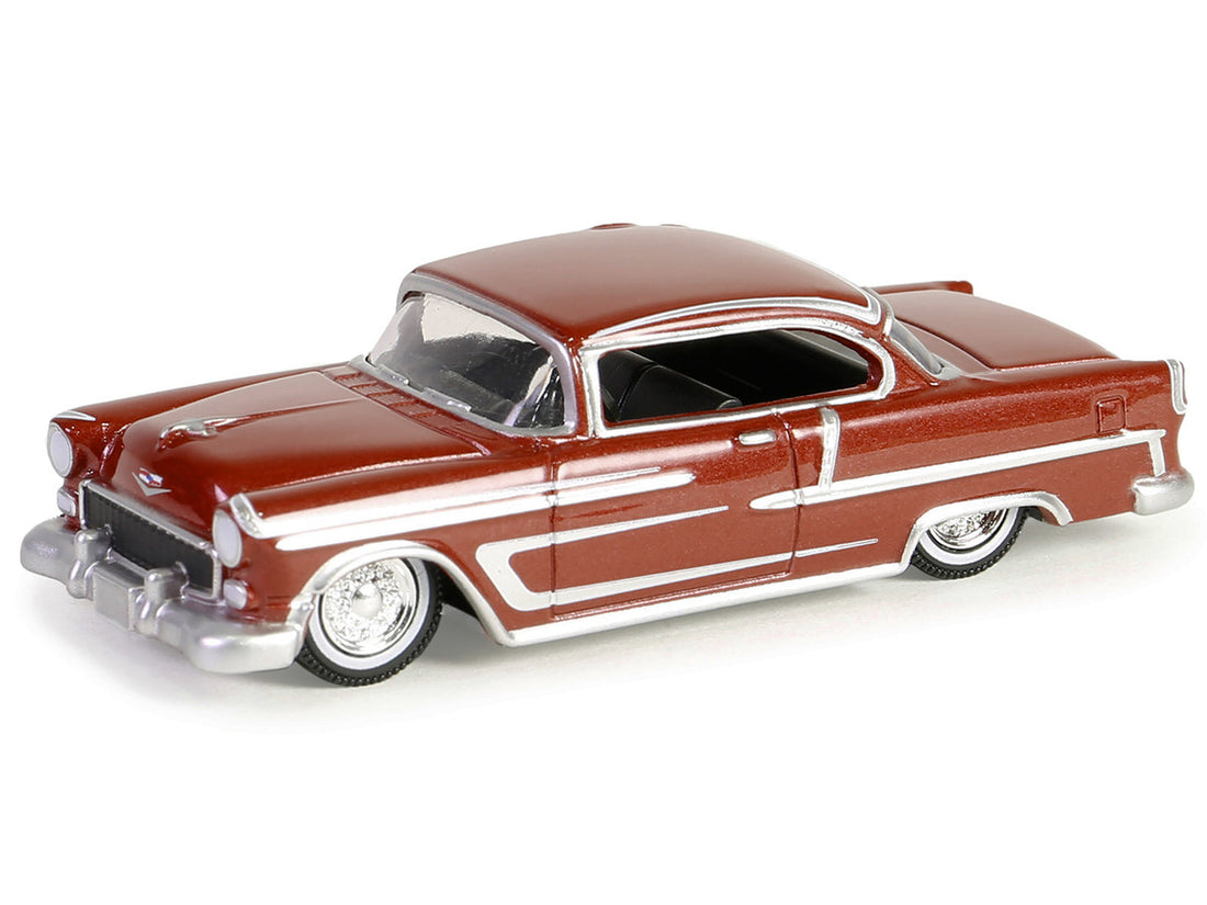 1955 Chevrolet Bel Air Lowrider Red Metallic and Silver "California Lowriders" Series 5 1/64 Diecast Model Car by Greenlight-1