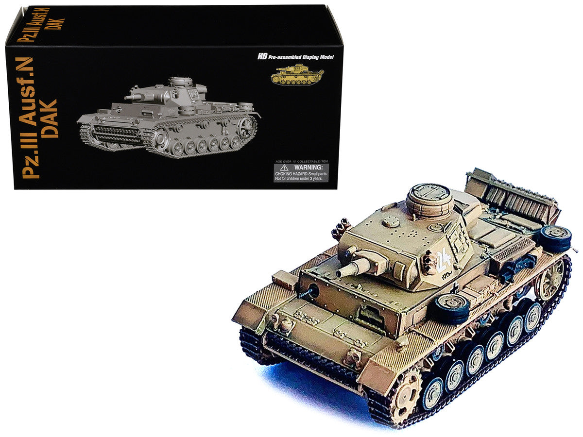 Germany Pz.Kpfw.III Ausf.N DAK Tank #124 "s.Pz.Abt.501 Tunisia Tiger Insignia" (1942/43) "NEO Dragon Armor" Series 1/72 Plastic Model by Dragon Models-0