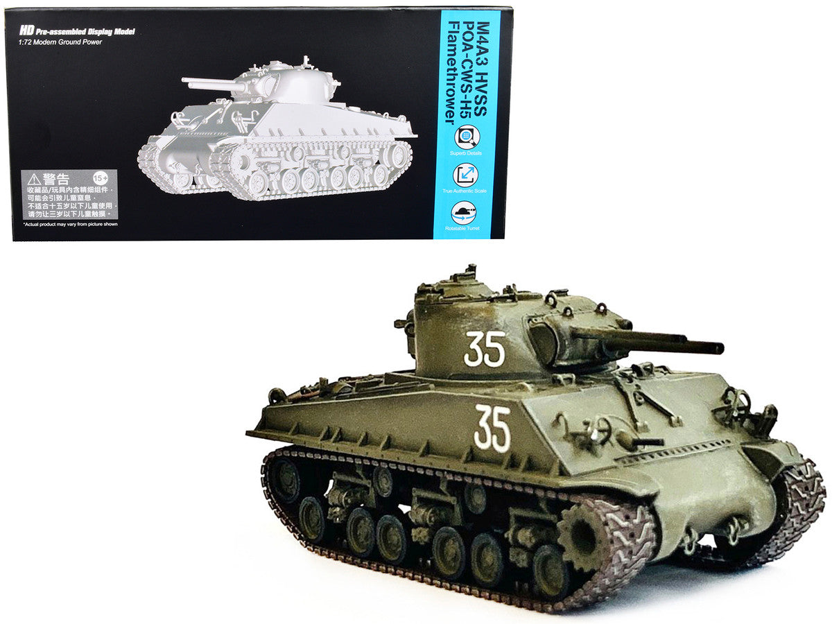United States M4A3 HVSS POA-CWS-H5 Flamethrower Tank Olive Drab #35 "Hawaii" (1951) "NEO Dragon Armor" Series 1/72 Plastic Model by Dragon Models-0