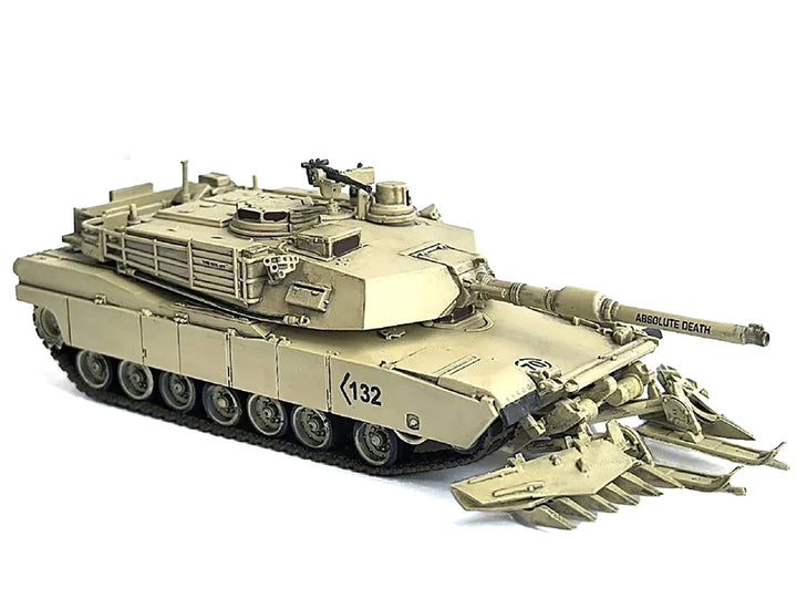 United States M1A2 SEP (System Enhancement Package) Abrams Tank with Mine Plow (Travel Mode) #132 "Absolute Death United States Army" Desert Sand "NEO Dragon Armor" Series 1/72 Plastic Model by Dragon Models-1