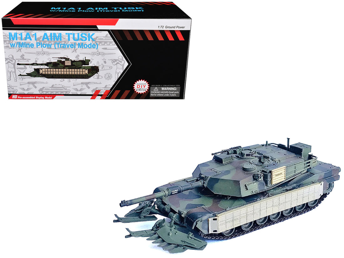 United States M1A1 AIM TUSK (Tank Urban Survival Kit) with Mine Plow (Travel Mode) "United States Marine Corps 8th Tank Battalion II MED Iraq" (2003) Green Camouflage "NEO Dragon Armor" Series 1/72 Plastic Model by Dragon Models-3