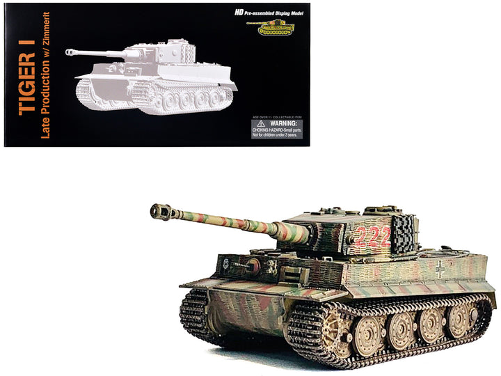 Germany Tiger I Late Production with Zimmerit Tank "Wittmann's Tiger #222 s.Pz.Abt.101 Normandy" (1944) "NEO Dragon Armor" Series 1/72 Plastic Model by Dragon Models-0