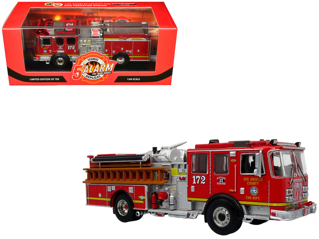 KME Predator Fire Engine #172 "Los Angeles County Fire Department" Red "5 Alarm" Series Limited Edition to 750 pieces Worldwide 1/64 Diecast Model by Iconic Replicas-0