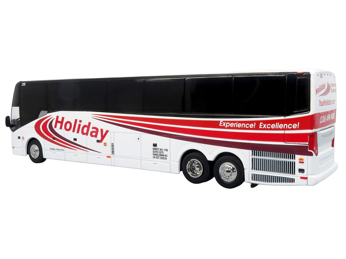 Prevost H3-45 Coach Bus "Holiday Tours" White with Red Graphics Limited Edition 1/64 Diecast Model by Iconic Replicas-3