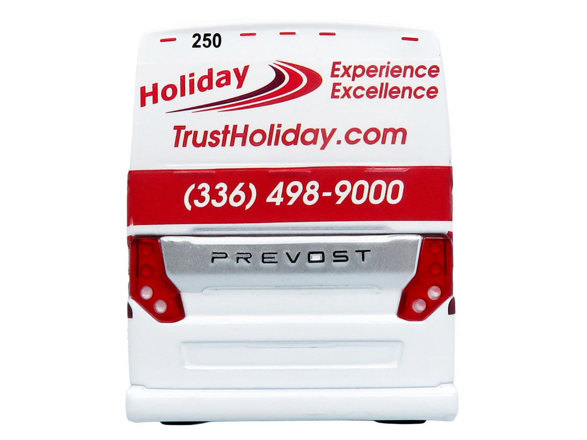 Prevost H3-45 Coach Bus "Holiday Tours" White with Red Graphics Limited Edition 1/64 Diecast Model by Iconic Replicas-1