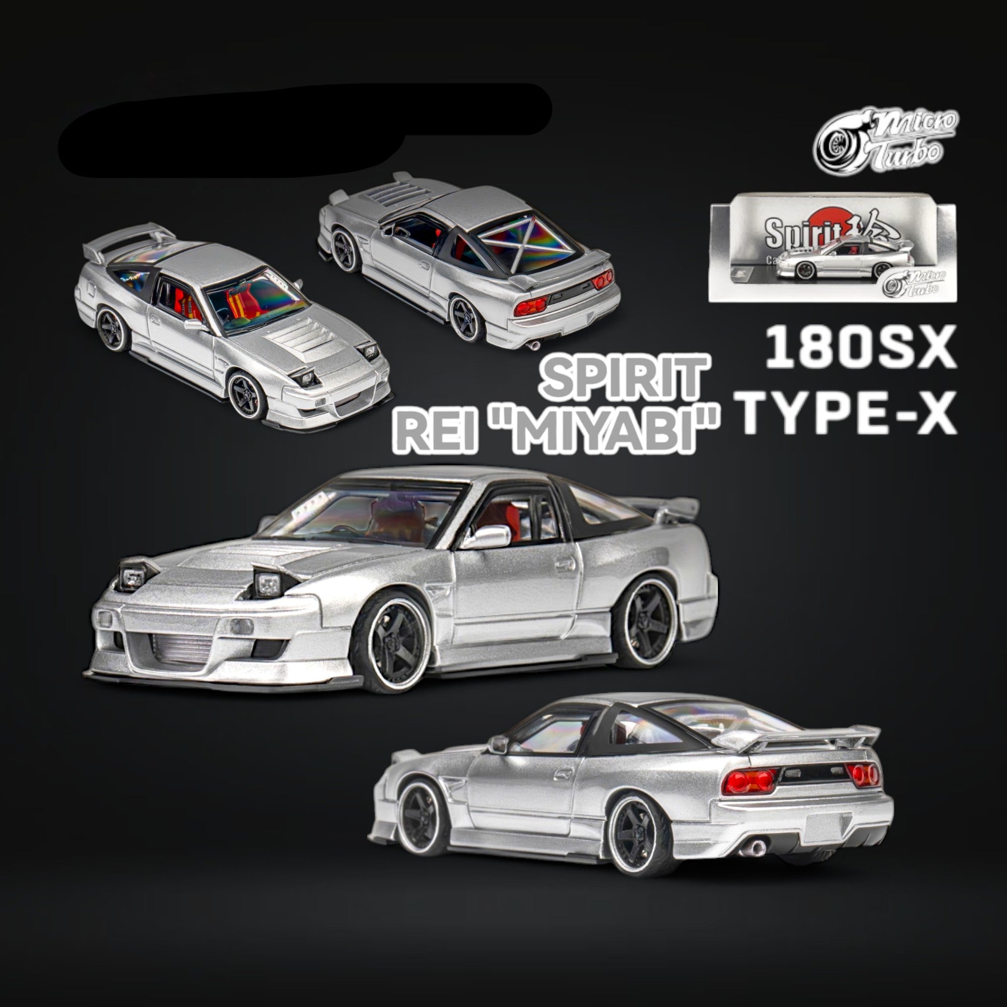 Nissan Custom 180SX Miyabi 180SX Metallic Silver 1:64 by MicroTurbo