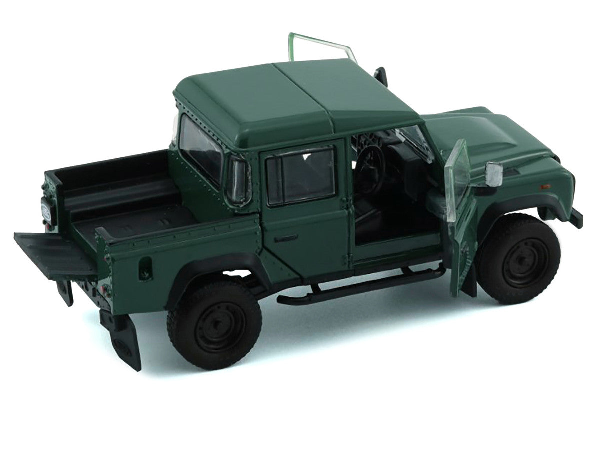 Land Rover Defender 110 Pickup Truck Green with Extra Wheels 1/64 Diecast Model Car by BM Creations-1