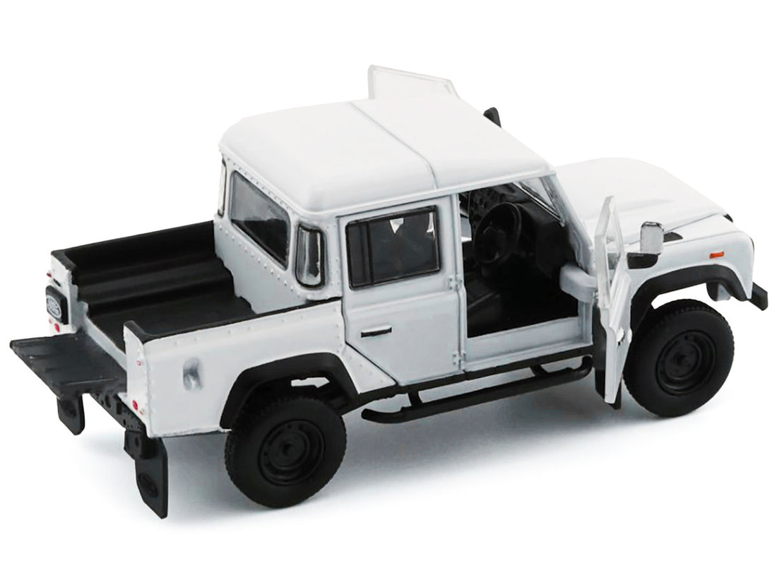 Land Rover Defender 110 Pickup Truck White with Extra Wheels 1/64 Diecast Model Car by BM Creations-1