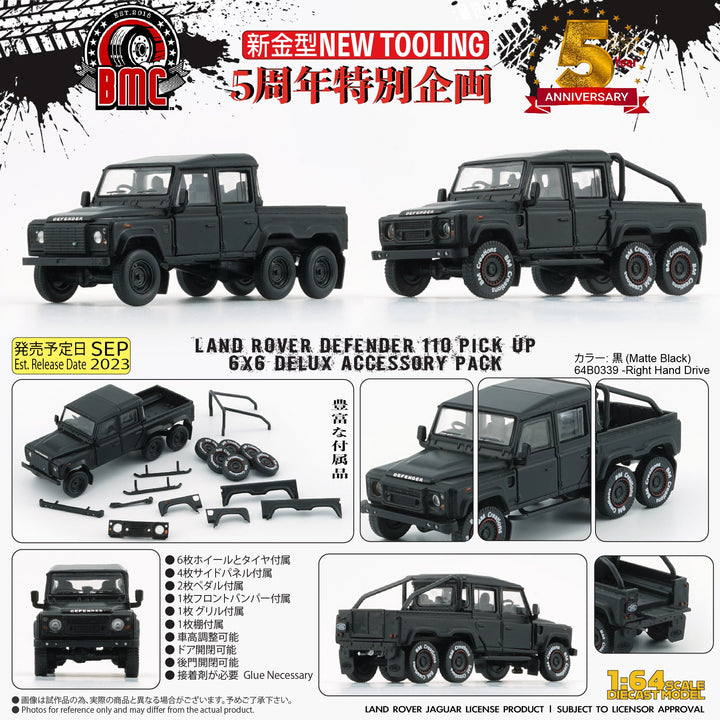 Land Rover 2016 Defender 110 Pickup 6x6 Off Road Matte Blk RHD 1:64 BM Creations