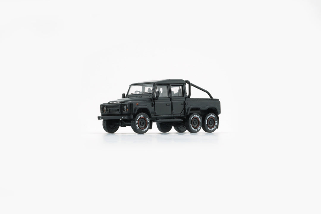 Land Rover 2016 Defender 110 Pickup 6x6 Off Road Matte Blk RHD 1:64 BM Creations Front View