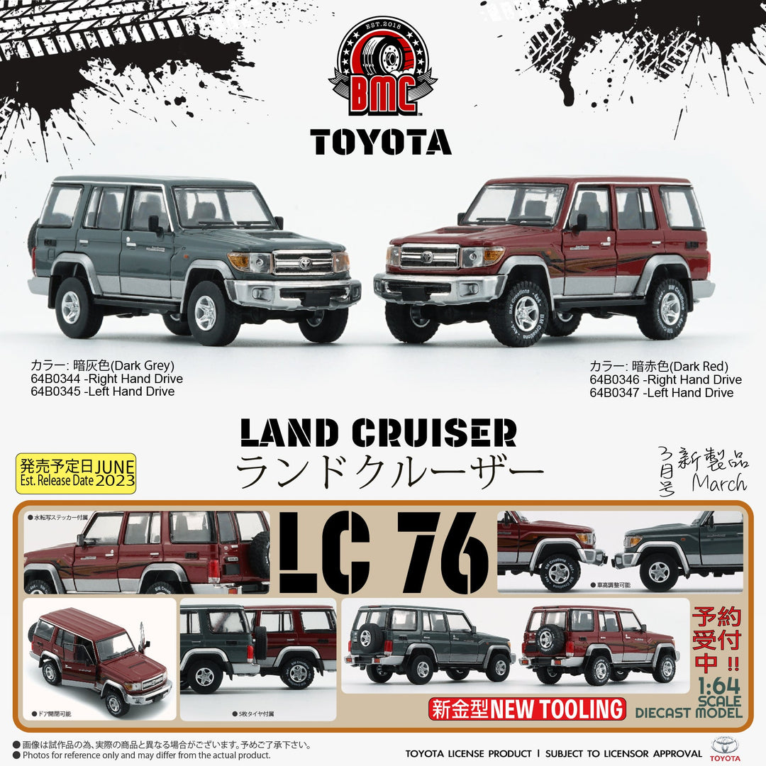 Toyota Land Cruiser LC76 Dark Red / Dark Grey - RHD 1:64 by BM Creations