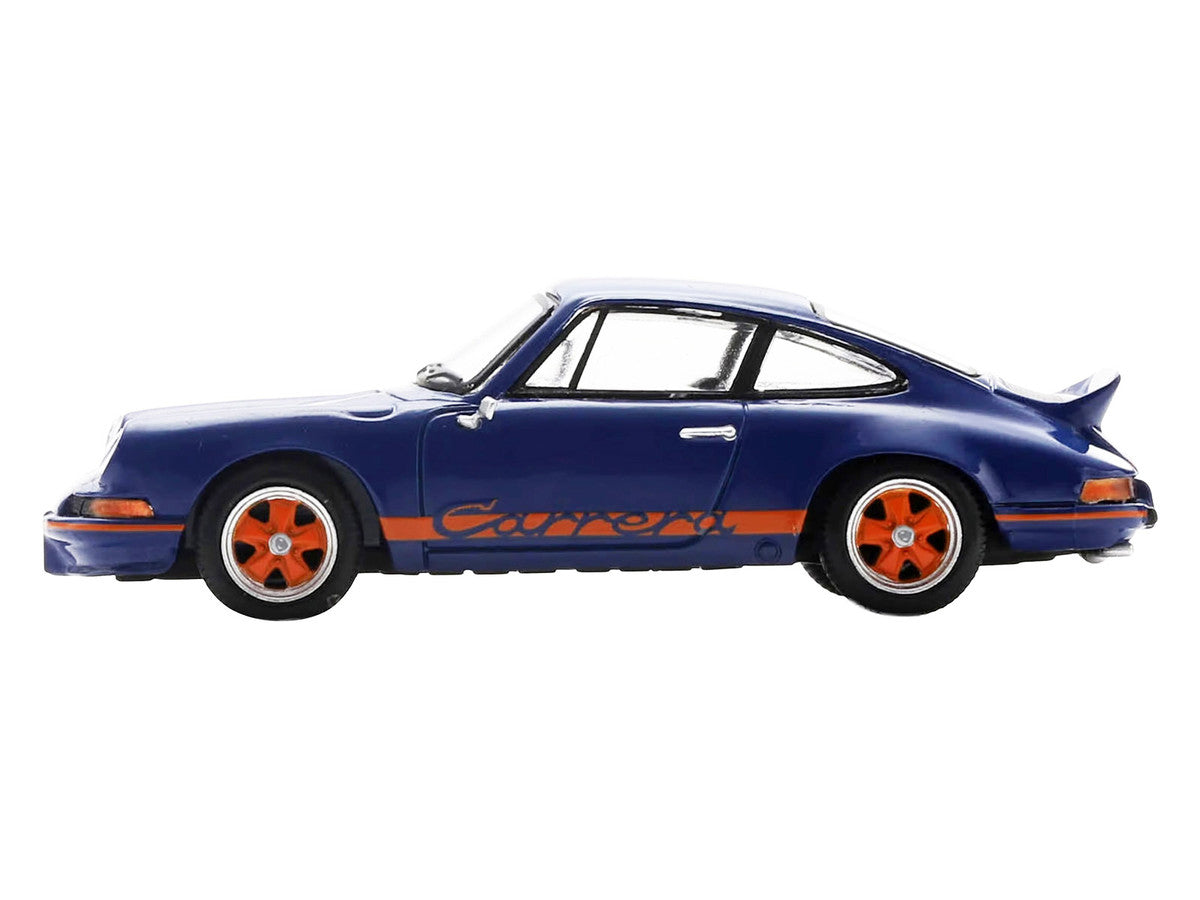 Porsche 911 1973 RS 2.7 Blue with Orange Stripes 1/64 Model Car by Spark 5