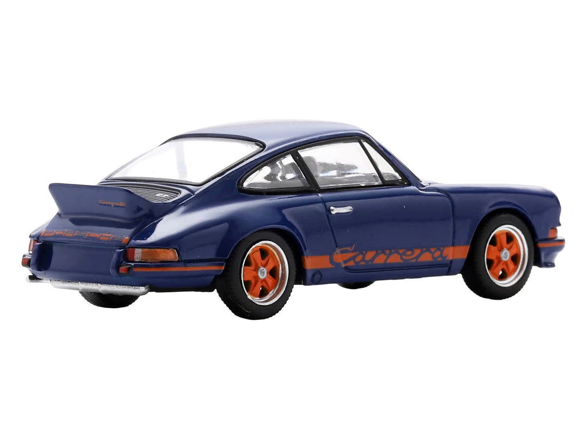 Porsche 911 1973 RS 2.7 Blue with Orange Stripes 1/64 Model Car by Spark 4