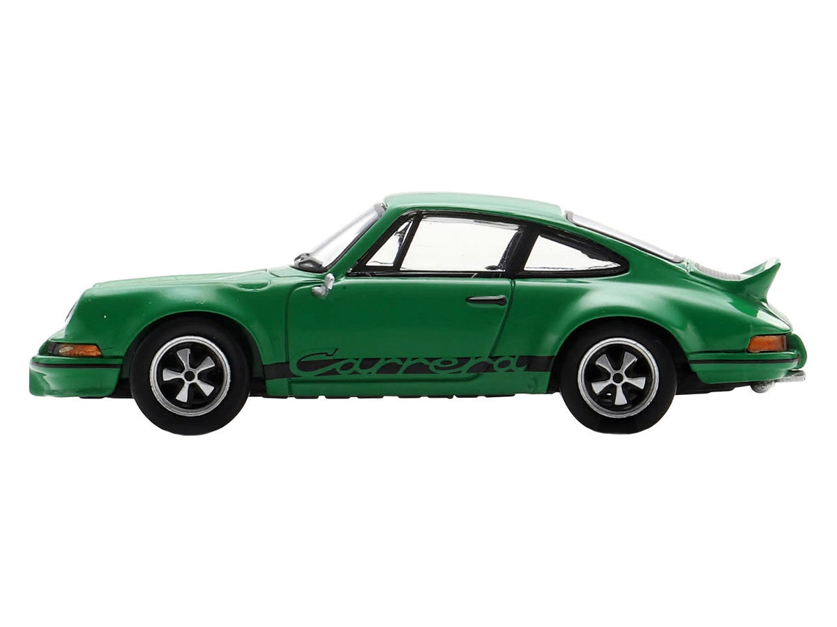 1973 Porsche 911 Carrera RSR 2.8 Green with Black Stripes 1/64 Model Car by Spark