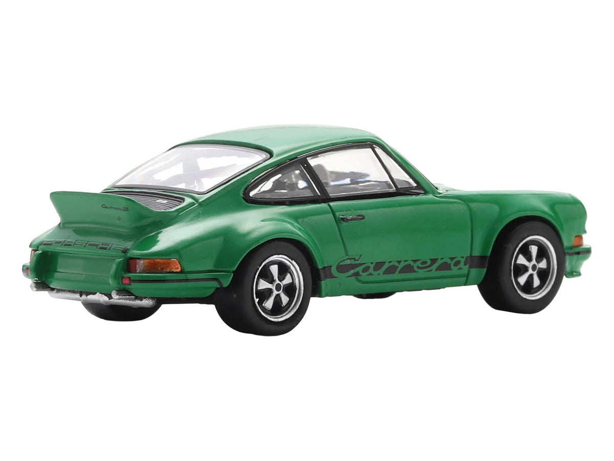 1973 Porsche 911 Carrera RSR 2.8 Green with Black Stripes 1/64 Model Car by Spark