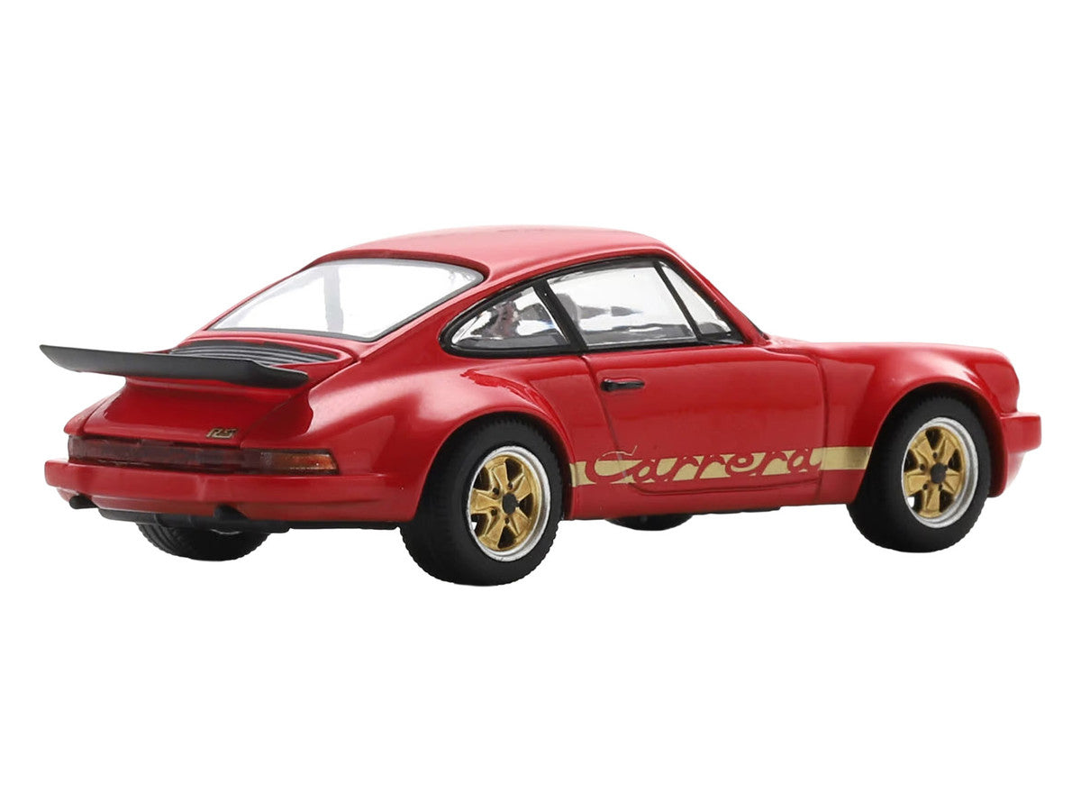 1974 Porsche 911 Carrera RS 3.0 Red with Gold Stripes 1/64 Model Car by Spark