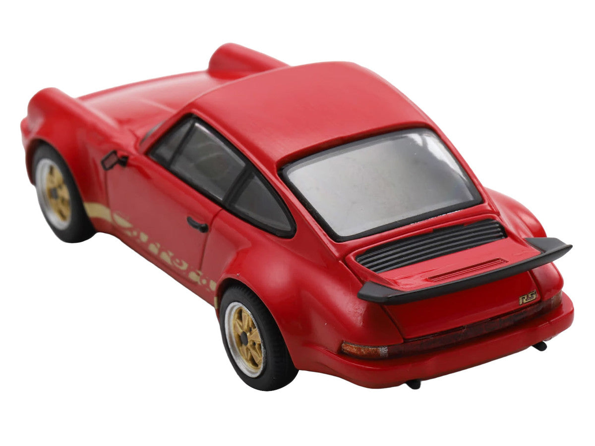 1974 Porsche 911 Carrera RS 3.0 Red with Gold Stripes 1/64 Model Car by Spark