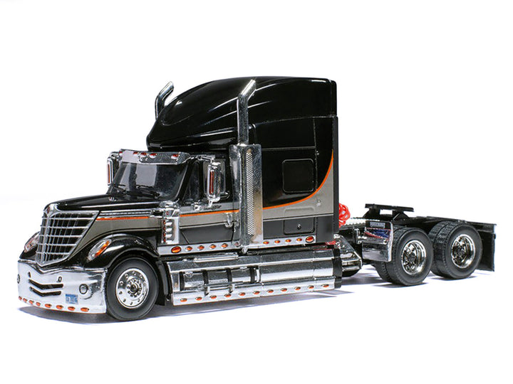 2010 International Lonestar Truck Tractor Black with Silver Stripes 1/64 Diecast Model by IXO Models-1