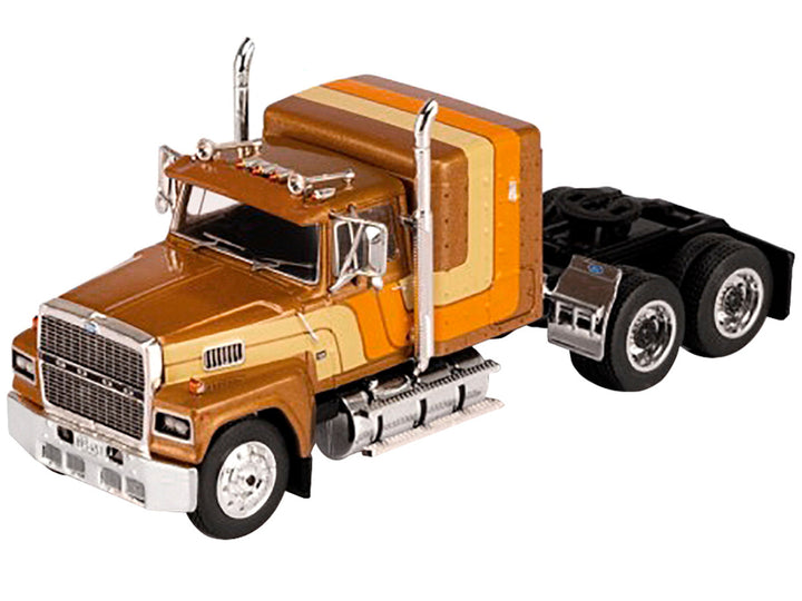 Ford 1978 LTL 9000 Truck Tractor Brown with Stripes 1/64 Diecast Model by IXO Models