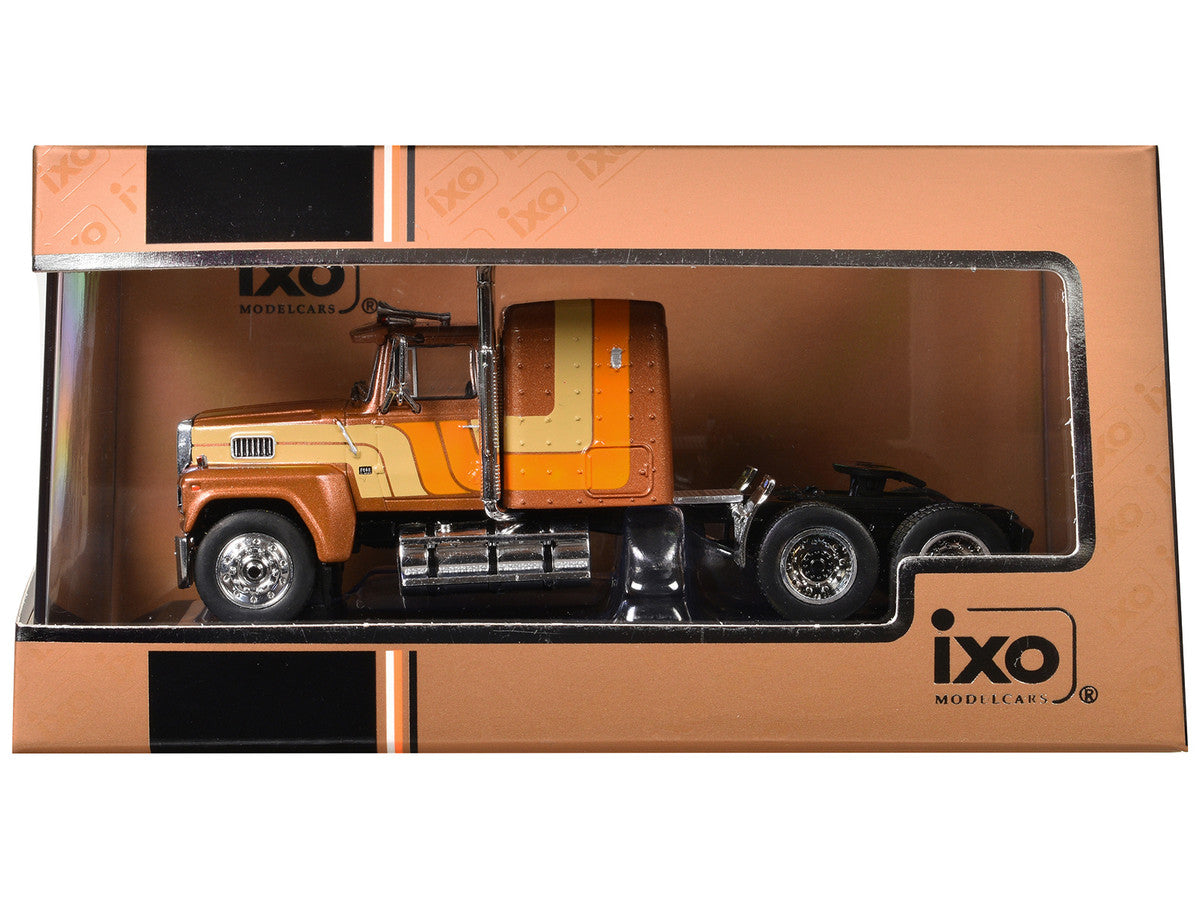 Ford 1978 LTL 9000 Truck Tractor Brown with Stripes 1/64 Diecast Model by IXO Models 2