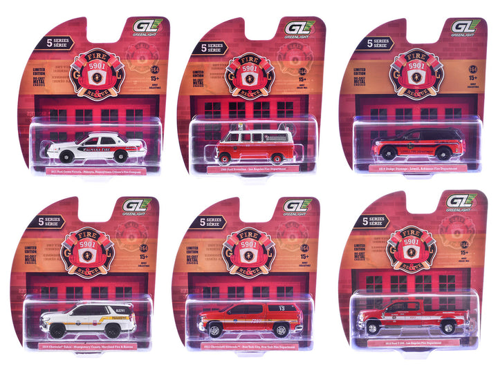 "Fire & Rescue" Series #5 Set of 6 Cars 1/64 Diecast Model Cars by Greenlight-0