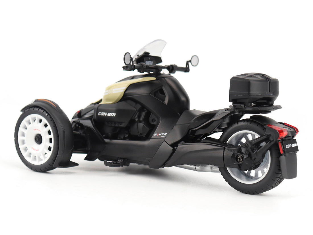 Can-Am Ryker Rally 3-Wheel Motorcycle Sand Storm and Black 1/12 Diecast Model by BRP Models-2