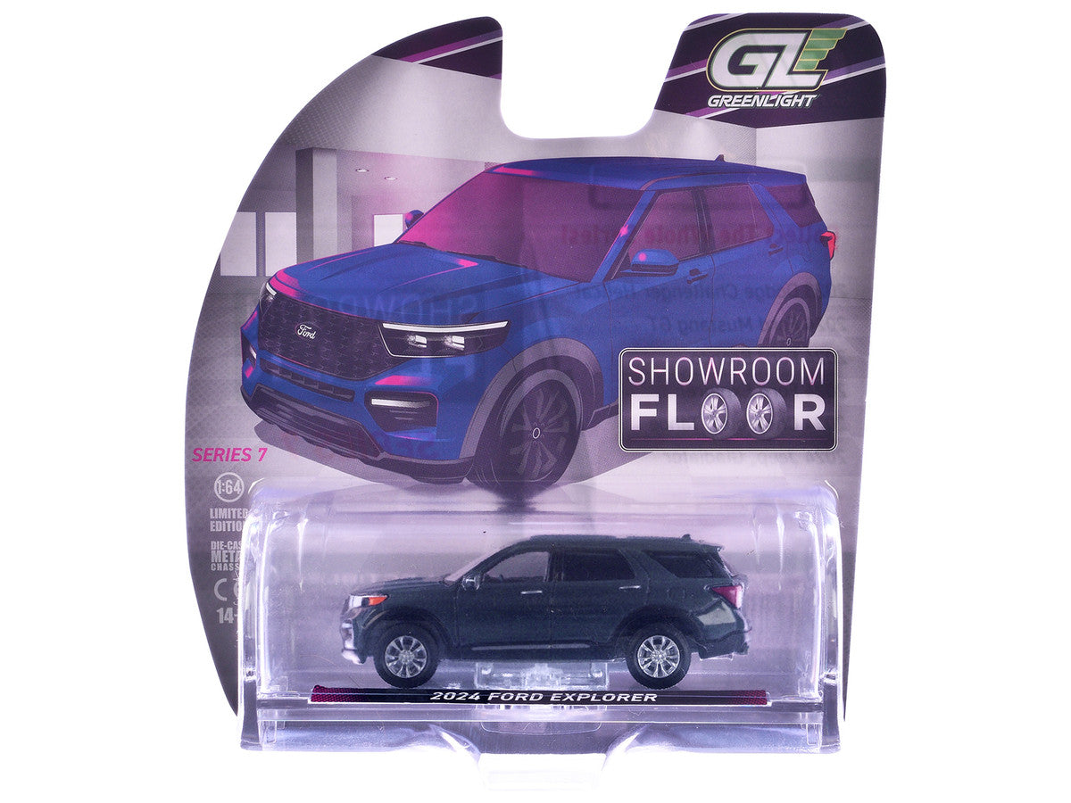 2024 Ford Explorer Stone Blue "Showroom Floor" Series 7 1/64 Diecast Model Car by Greenlight-3