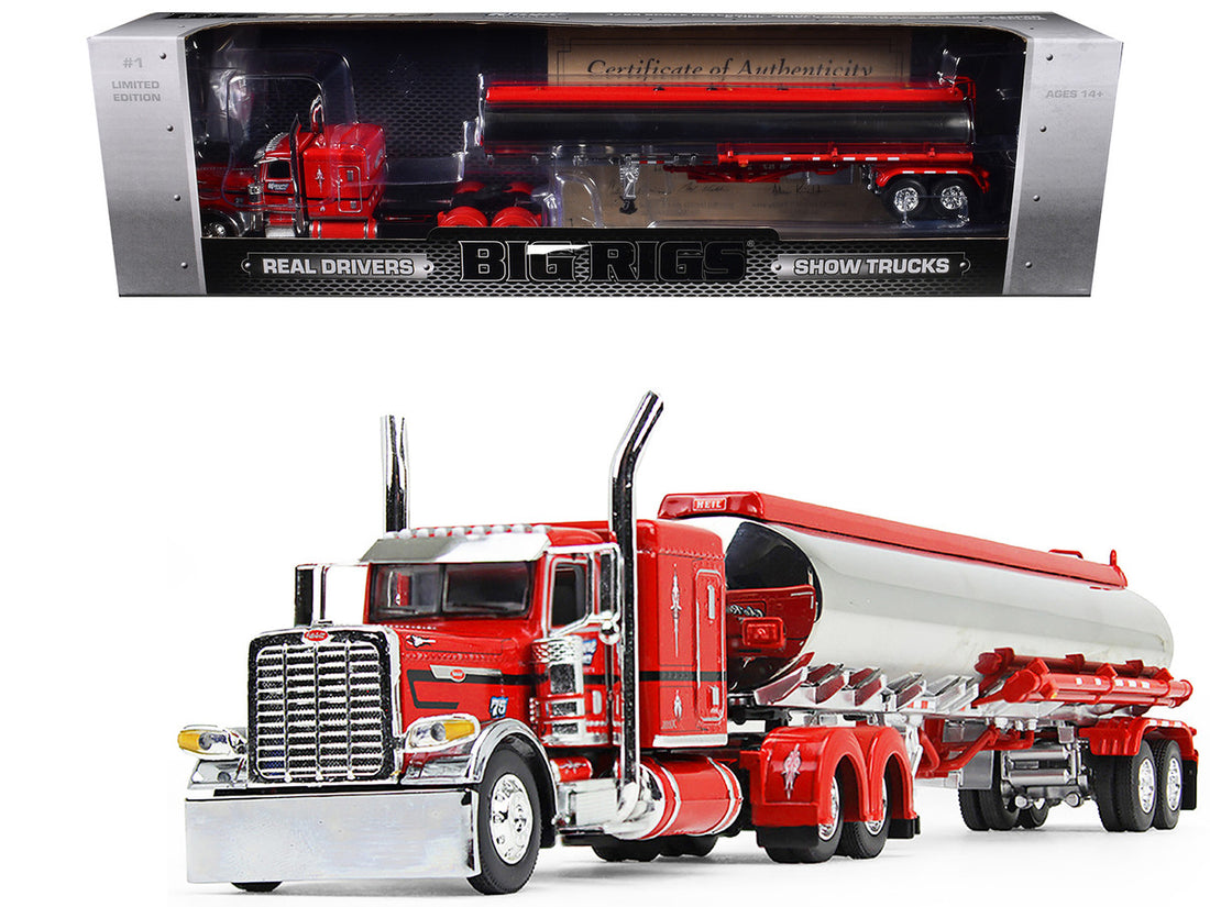 Peterbilt 389X with 63” Flat Top Sleeper and Heil Fuel Tank Trailer "Wayne Transports" Red with Black Stripes "Big Rigs Series II #1" 1/64 Diecast Model by DCP/First Gear-2