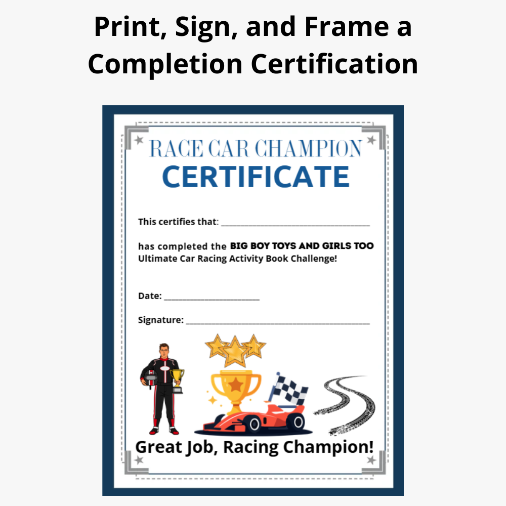 Ultimate Car Racing Learning & Activity Book – 50 Pages of Racing Fun for Kids Ages 6-10 | Printable & Fillable PDF Download 6