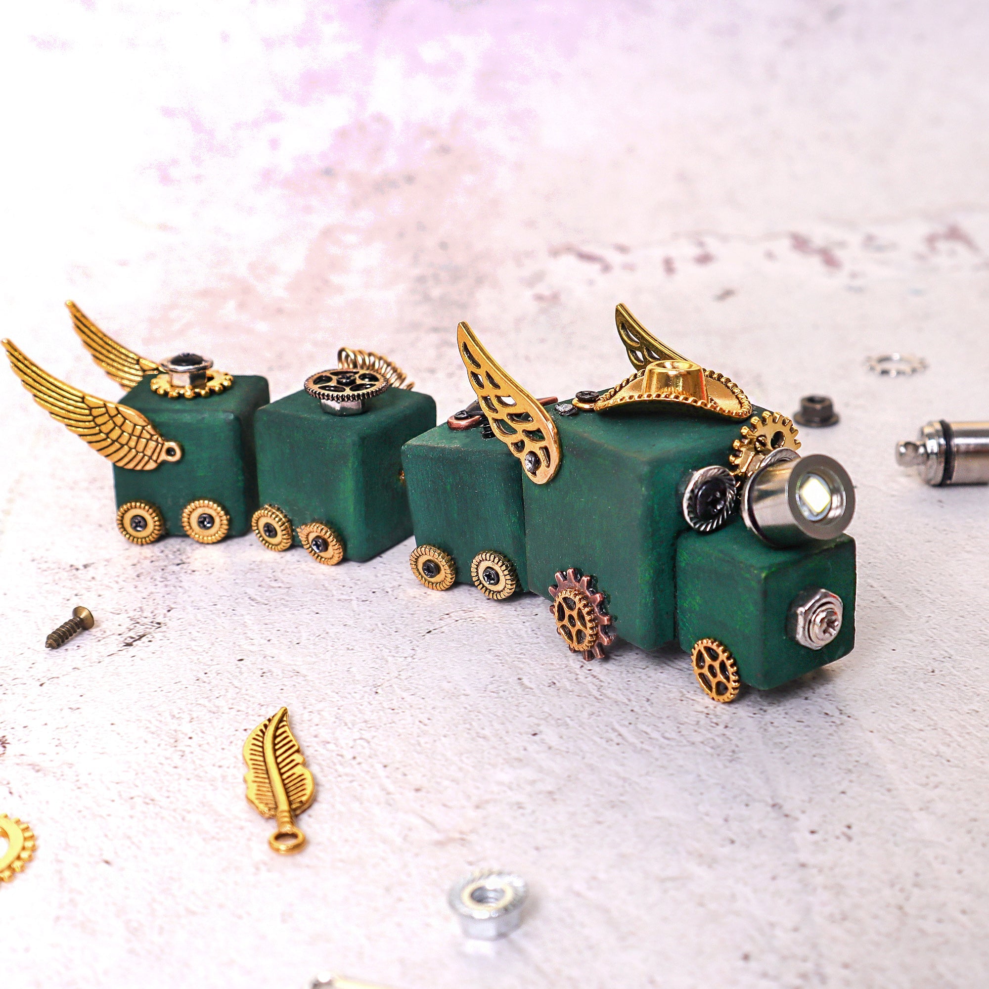 DIY Timber Train Kit – Build a Wooden Train with LED Light, Fun Accessories, Home and Office Décor 10