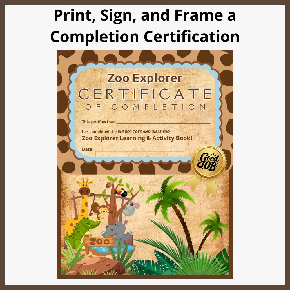 Zoo Explorer Learning & Activity Book for Kids Ages 6-10 | Printable Fillable PDF | 50-Page Educational Animal Activity Book