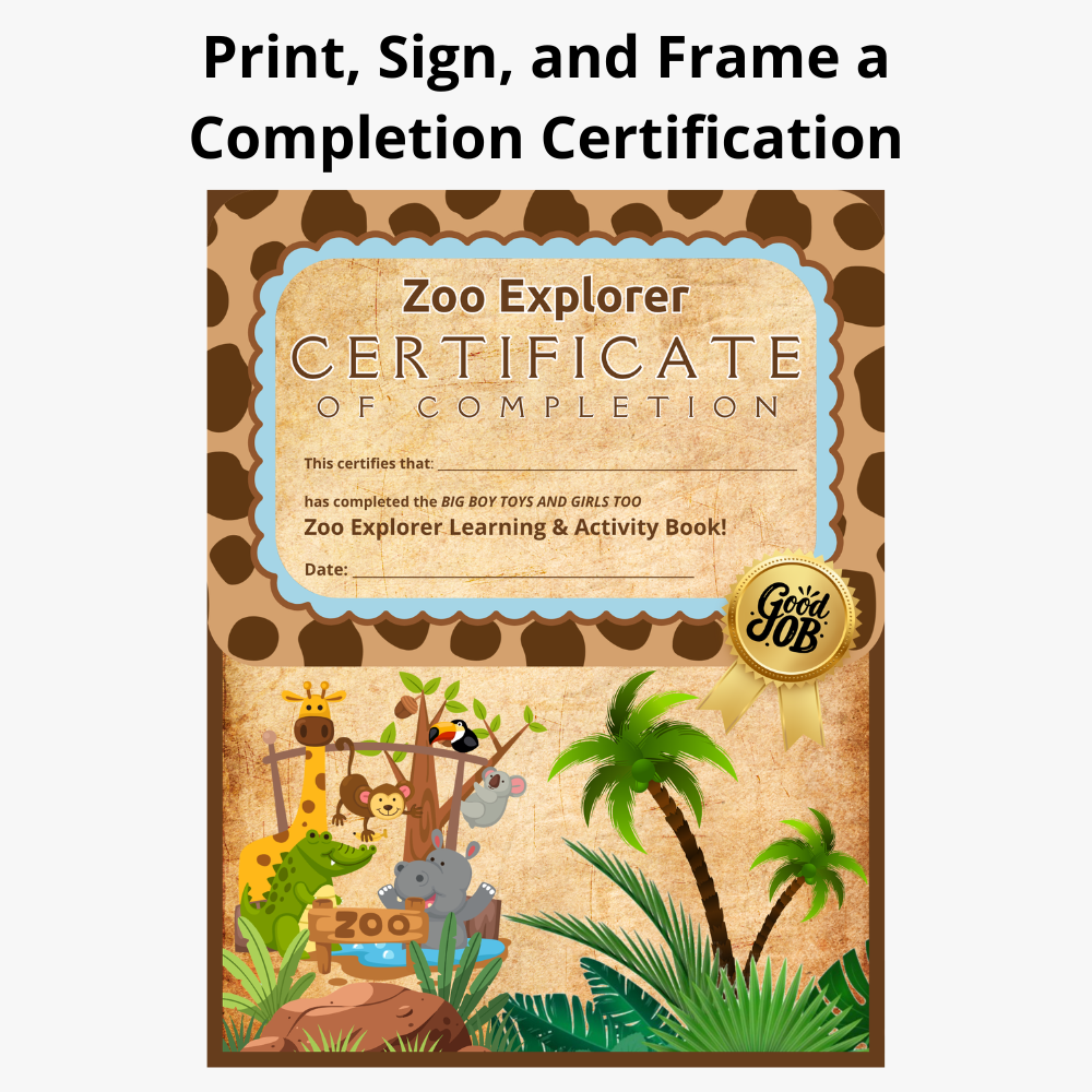 Fillable Zoo Explorer Learning and Activity Book PDF perfect for homeschooling, classrooms, and travel