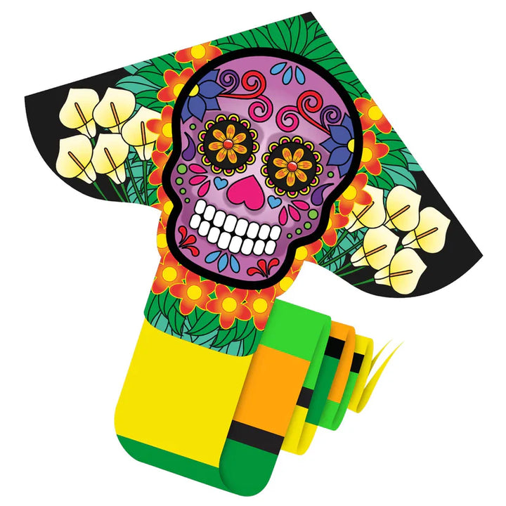 Kites - 148 Inches Long  (12 foot) Delta XLT Nylon Skull Day of the Dead Kite